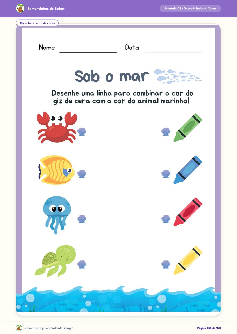Atividade impressa de reconhecimento de cores