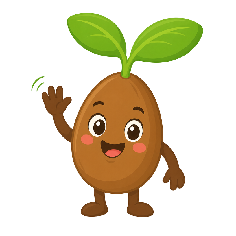 Mascote Sementinha dando tchau